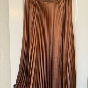 Anthropologie Copper A-Line Pleated Skirt